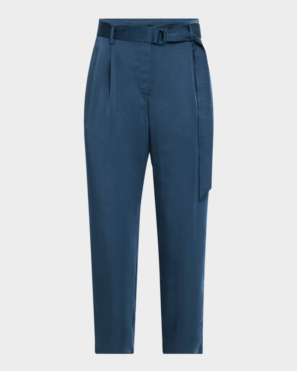 Satin Belted Cropped Pants